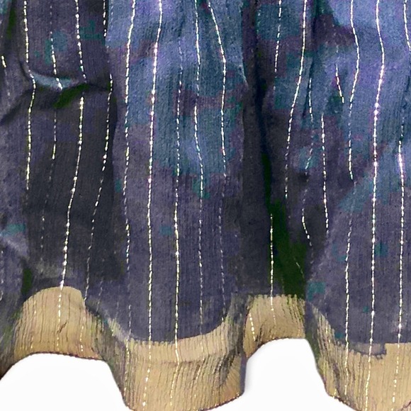 Derek Lam 10 Crosby NEW Sample Piece Navy Silver Metallic Smocked Ruffle… - Picture 5 of 9